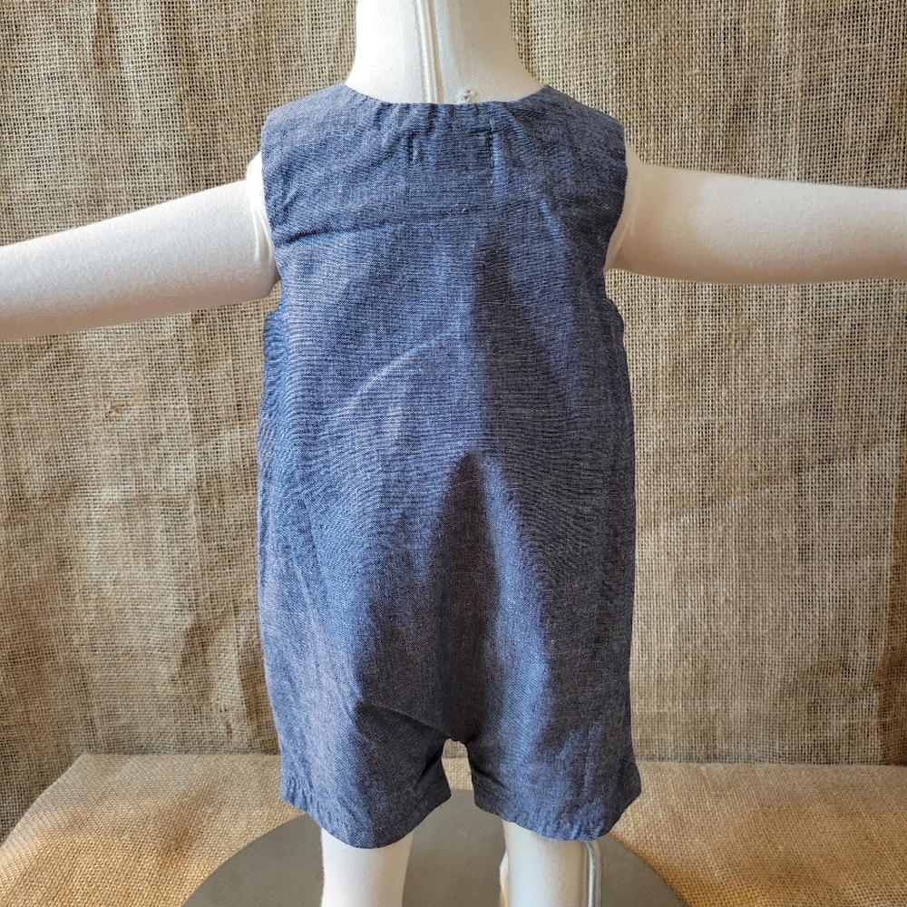 MUD PIE Blue Chambray Elephant Romper 0-3 months - Picture 5 of 6